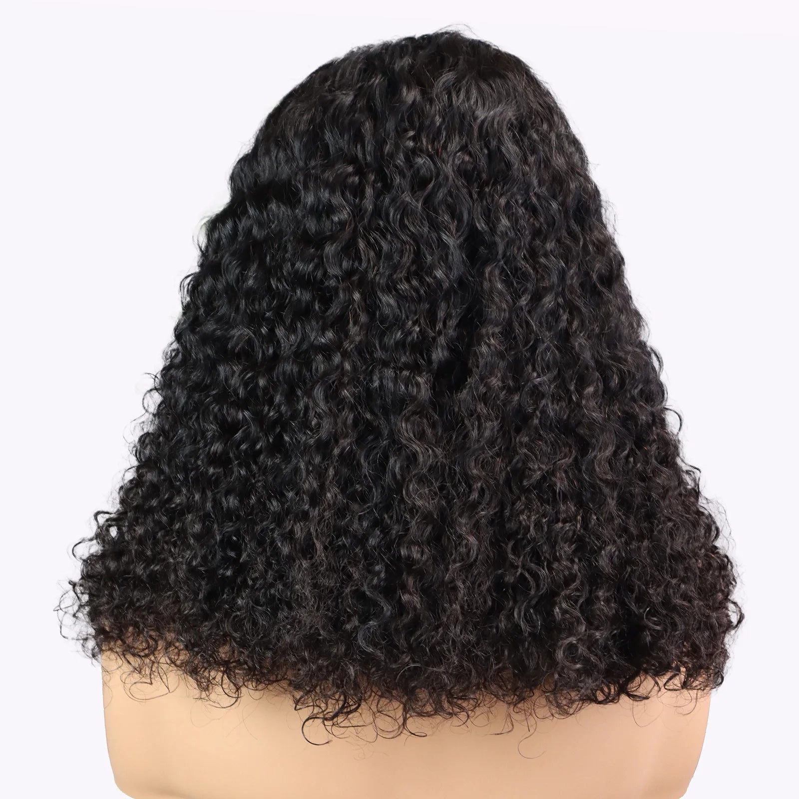 13x4 Lace Frontal 200% Density Human Hair Wig Kinky Curly 16 Inch Long Hair Cover #1B Black Pre-Plucked American Women Hair Wigs