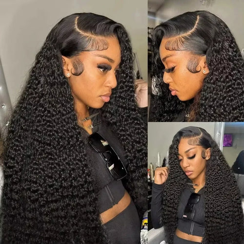 13x4 Deep Wave Human Hair Curly Wig Pre Plucked 40 Inch 180% 200% Density 13x6 HD Transparent Lace Frontal Wigs For Black Women