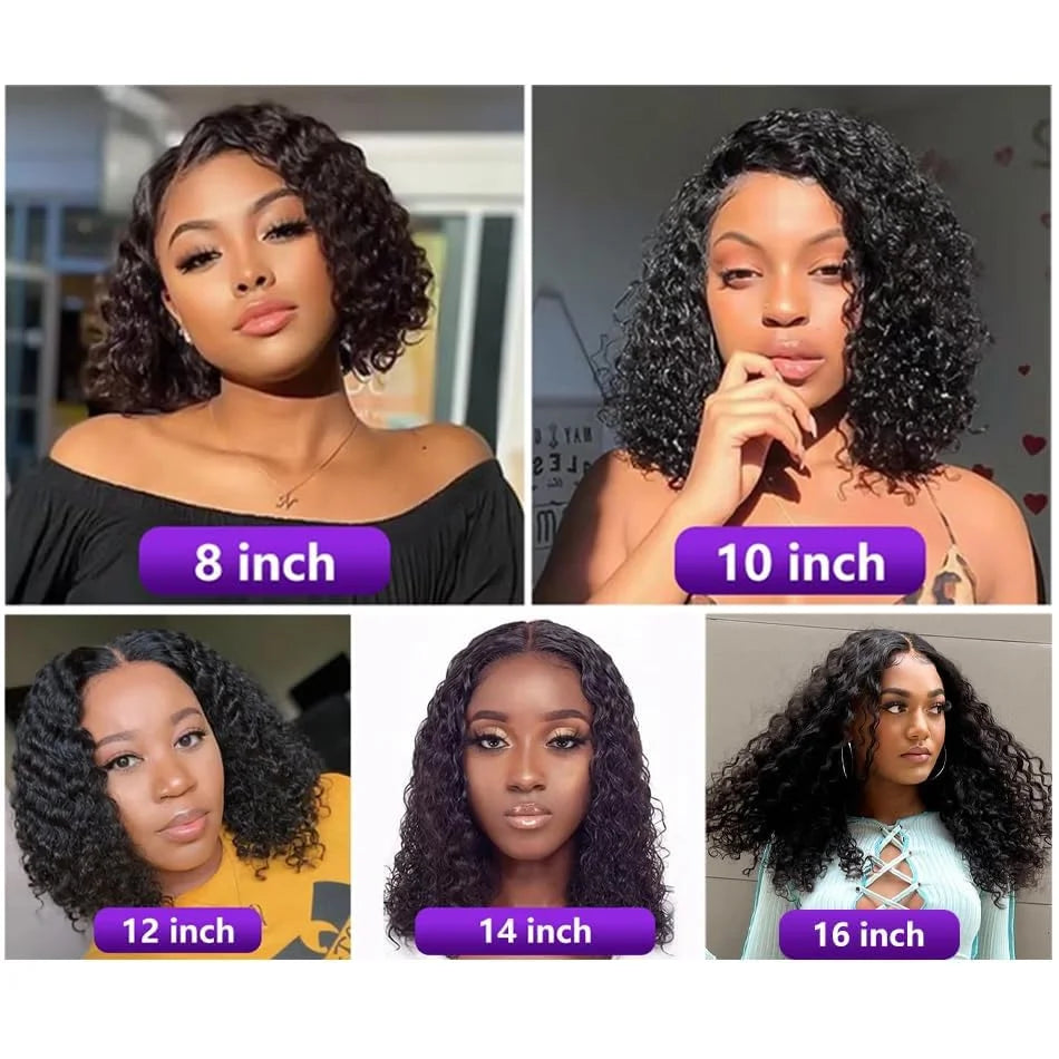 Bob Wig Human Hair Short Curly Deep Wave 13X6 Hd Lace Front Human Hair Wig 13X4 Transparent Lace Frontal Wigs For Women 16 Inch